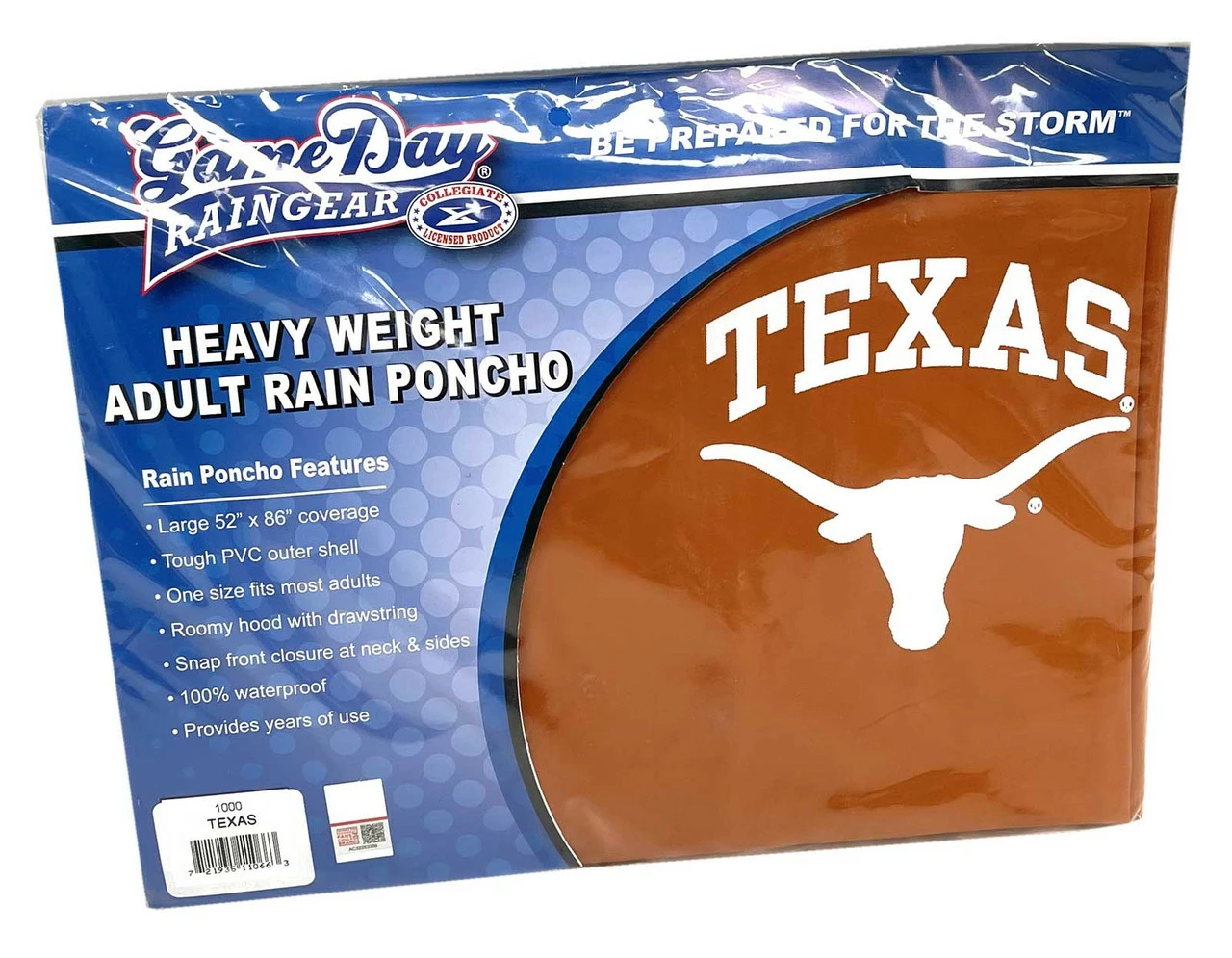 Storm Duds Texas Longhorns Heavy Weight Adult Adjustable Hood PVC Rain Poncho 4 Storm Duds Texas Longhorns Heavy Weight Adult Adjustable Hood PVC Rain Poncho - Image 2
