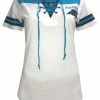 New Era Women's NFL Carolina Panthers T-Shirt Drawstring V-Neck Tee C40061L
