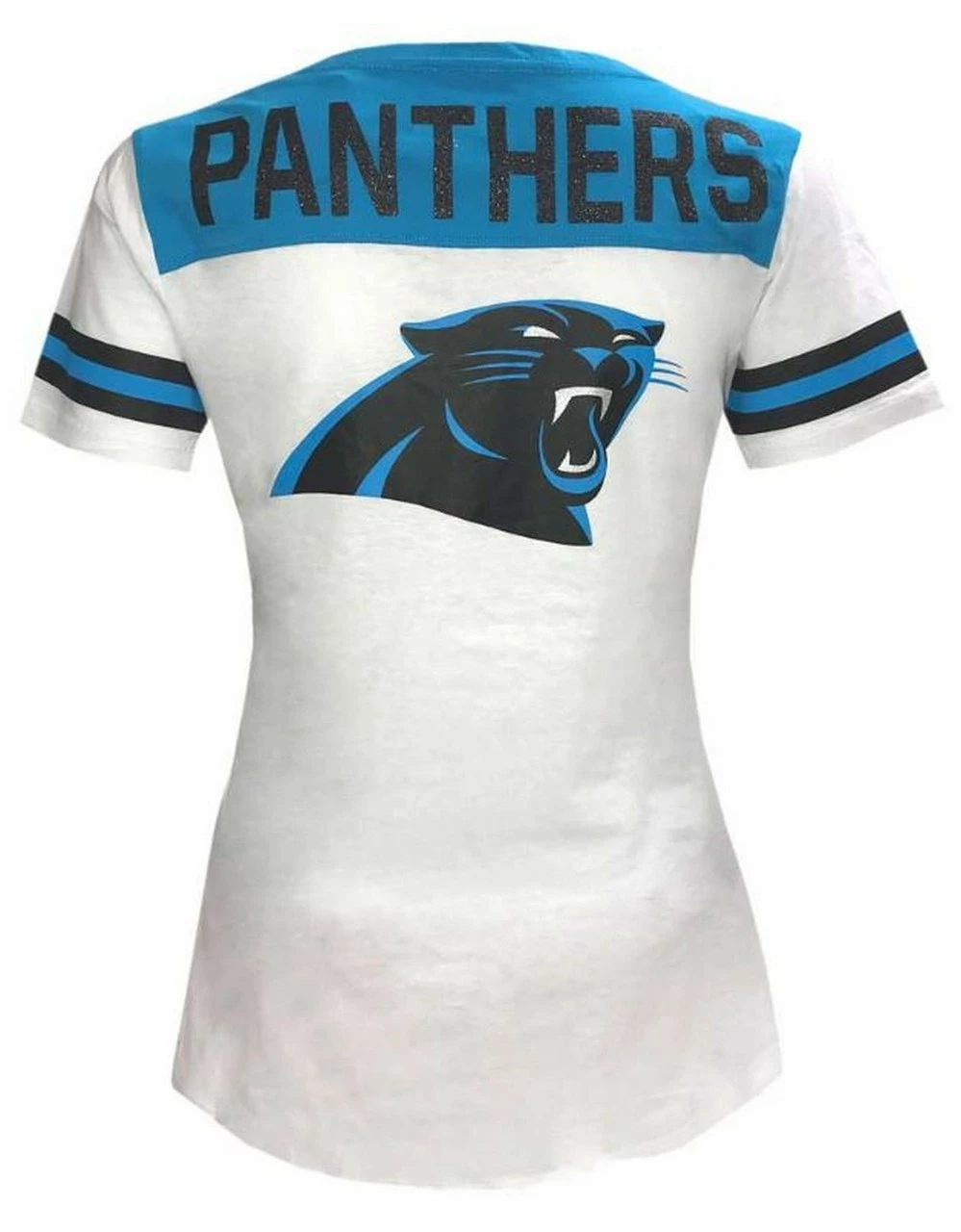 New Era Women's NFL Carolina Panthers T-Shirt Drawstring V-Neck Tee C40061L 4 New Era Women's NFL Carolina Panthers T-Shirt Drawstring V-Neck Tee C40061L - Image 2