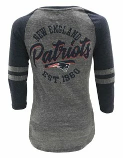 New Era Womens NFL New England Patriots Lace-Up Tee Jersey T-Shirt Stripe Sleeve -Baseball Cap Sales Shop 12051718 2 55845.1667489372.1280.1280