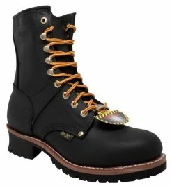 AdTec Mens 9" Logger Steel Toe Work Boot Full-Grain Leather Job Site Black 1428