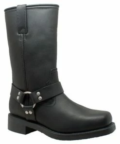 RideTecs Men's 13" Waterproof Harness Boot Leather Motorcycle Biker Black 1446
