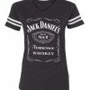 Jack Daniels Ladies Football Arm Stripe Short Sleeve T-Shirt, Gray 15361499JD-79