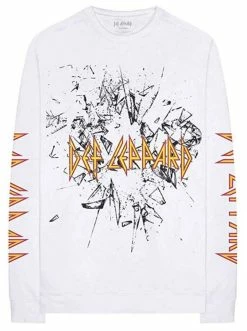 Men's Def Leppard Shatter Logo Long Sleeve Crew Neck Graphic T-Shirt � White