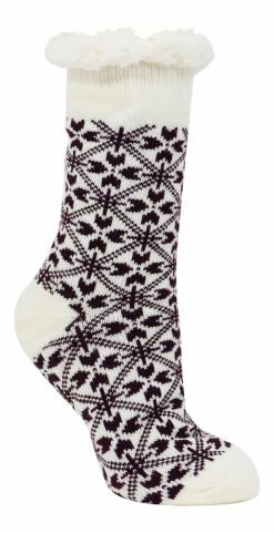 Polar Heat Women's Polar Heat Acrylic Thermal Winter Socks W/ Anti-Skid 4357 -Baseball Cap Sales Shop 4357b ivoryplum 1 55570.1678478357.1280.1280