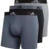Adidas Men's Stretch Cotton Boxer Brief Underwear (3-Pack) � Onix/Black/Grey