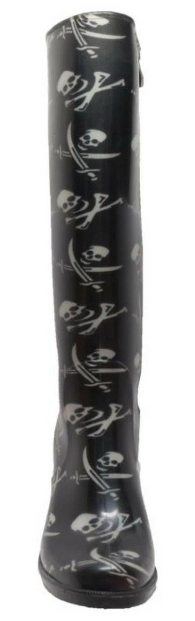 AdTec Shaboom Women's 16" Skull & Crossbones Rubber Fashion Heel Rain Boot 8475 5 AdTec Shaboom Women's 16" Skull & Crossbones Rubber Fashion Heel Rain Boot 8475 - Image 3