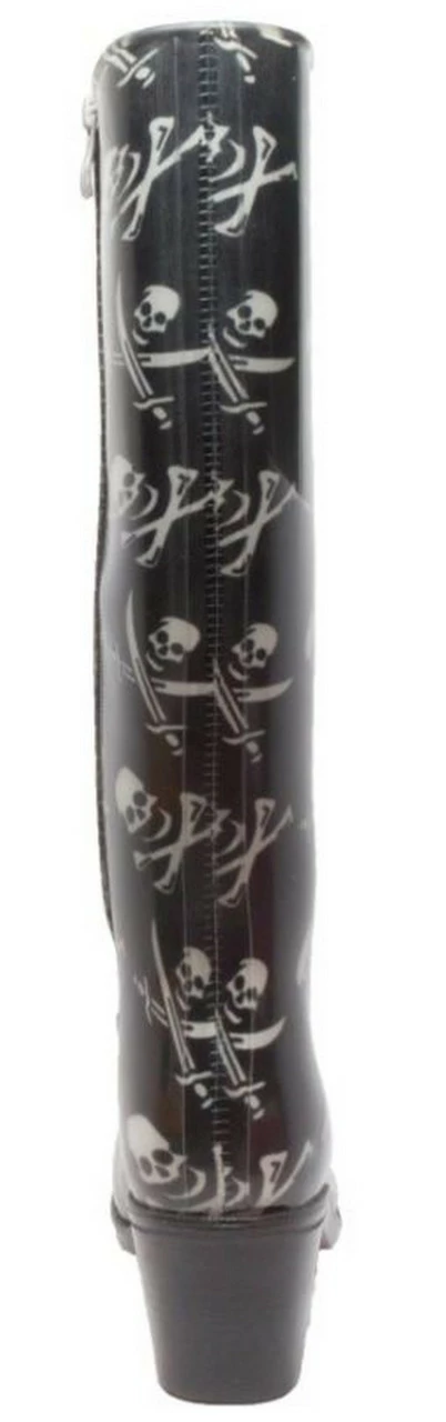 AdTec Shaboom Women's 16" Skull & Crossbones Rubber Fashion Heel Rain Boot 8475 6 AdTec Shaboom Women's 16" Skull & Crossbones Rubber Fashion Heel Rain Boot 8475 - Image 4