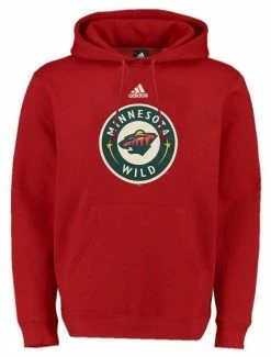 Adidas Men's Minnesota Wild National Hockey League Heavy Hoodie Shirt Hoody Red