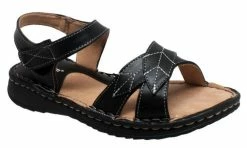 Shaboom Women's Comfort Sandal With Ankle Strap Faux Leather Summer Shoe 8740-BK