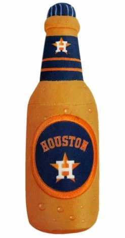 Pets First Houston Astros Beer Bottle Squeaker Plush Dog Toy - Brown/Navy