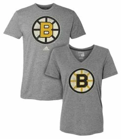 Adidas Women's NHL Boston Bruins (2 Pack) V-Neck & Crew Tees T-Shirt Hockey (L)
