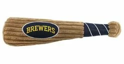 Pets First MLB Milwaukee Brewers Plush Soft Baseball Bat Squeaker Dog Toy -Brown