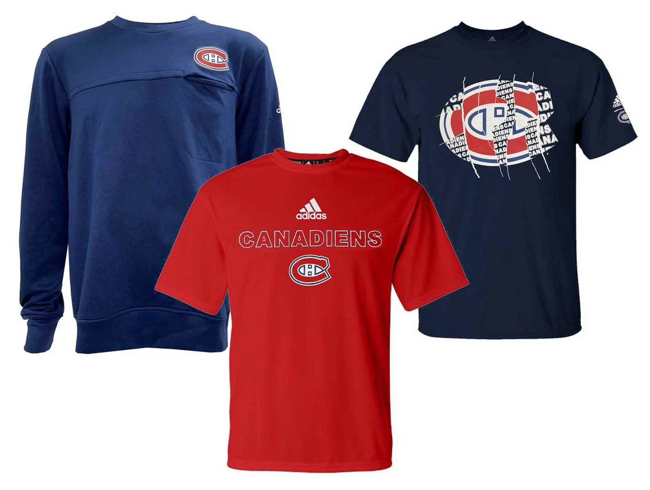 Adidas Mens NHL Montreal Canadiens Hockey (3 Pack) Sweatshirt 2 Tees T-shirt (M) 3 Adidas Mens NHL Montreal Canadiens Hockey (3 Pack) Sweatshirt 2 Tees T-shirt (M)