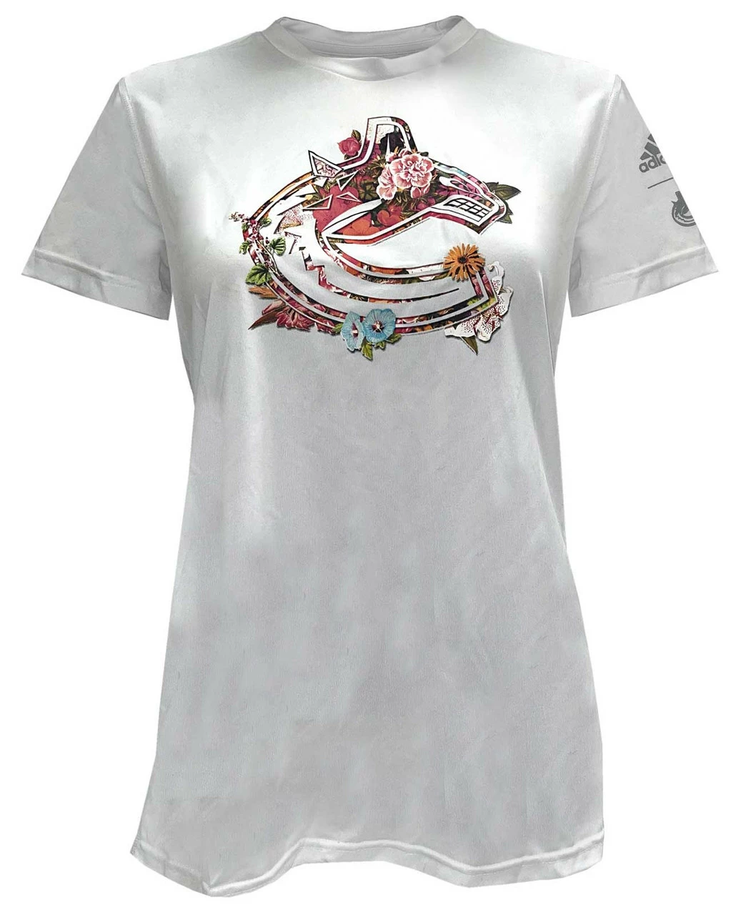 Adidas Women's NHL Vancouver Canucks Floral Hockey Tee Crew Neck T-Shirt (S) 3 Adidas Women's NHL Vancouver Canucks Floral Hockey Tee Crew Neck T-Shirt (S)