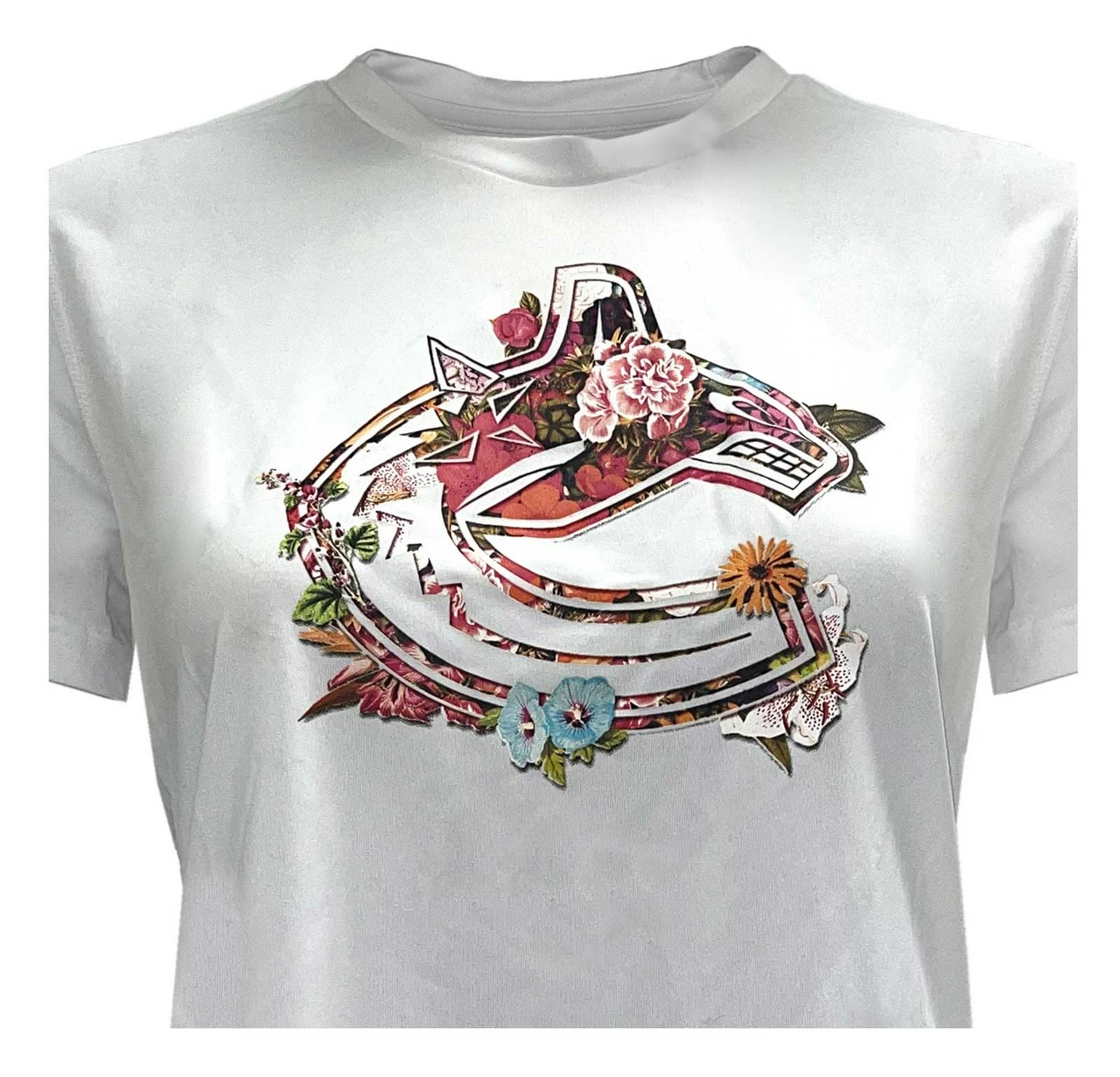 Adidas Women's NHL Vancouver Canucks Floral Hockey Tee Crew Neck T-Shirt (S) 4 Adidas Women's NHL Vancouver Canucks Floral Hockey Tee Crew Neck T-Shirt (S) - Image 2