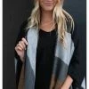 Panache Accessories 4 Color Stripe Knit Cape Wrap Pashmina Shawl Top Stitch