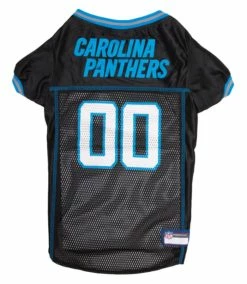 Pets First NFL Carolina Panthers Screen Printed Mesh Dog Jersey - Black & Blue