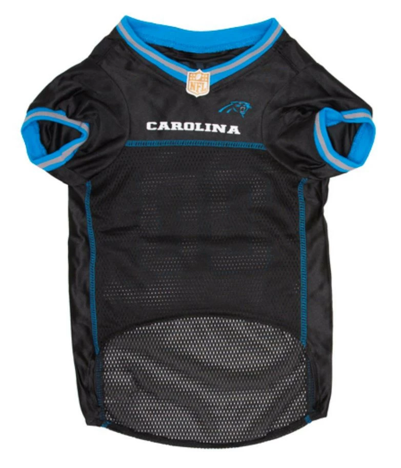 Pets First NFL Carolina Panthers Screen Printed Mesh Dog Jersey - Black & Blue 4 Pets First NFL Carolina Panthers Screen Printed Mesh Dog Jersey - Black & Blue - Image 2