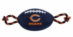 Pets First Chicago Bears Tough Nylon Rope & Squeaker Football Dog Toy -Navy Blue