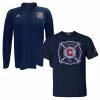 Adidas Men's MLS Chicago Fire (2 Pack) Soccer L/S ¼ Zip & S/S Tee T-Shirt (L)