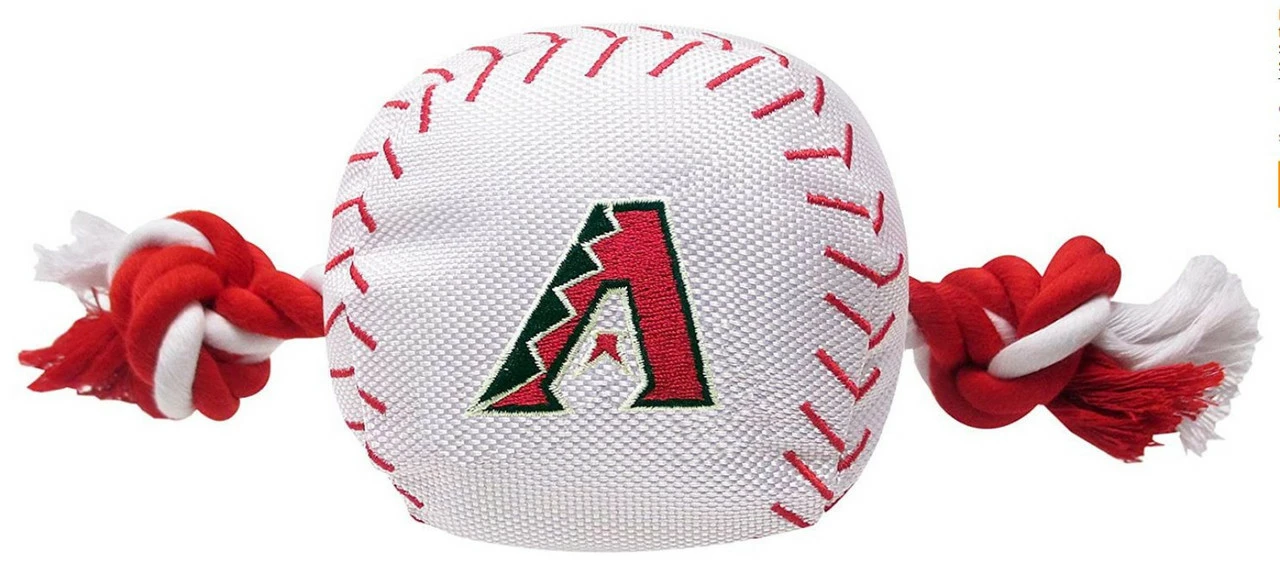 Pets First Arizona Diamondbacks Nylon Baseball With Squeaker Rope Toy For Dogs 3 Pets First Arizona Diamondbacks Nylon Baseball With Squeaker Rope Toy For Dogs