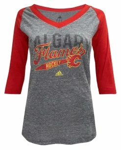 Adidas Women's NHL Calgary Flames Hockey (2 Pack) V-Neck Tees T-Shirt (S) -Baseball Cap Sales Shop flames1 3 78748.1667489902.1280.1280