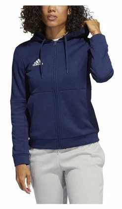 Adidas Women's TI FZ Full-Zip Jacket, Moisture Wicking - Navy Blue/White