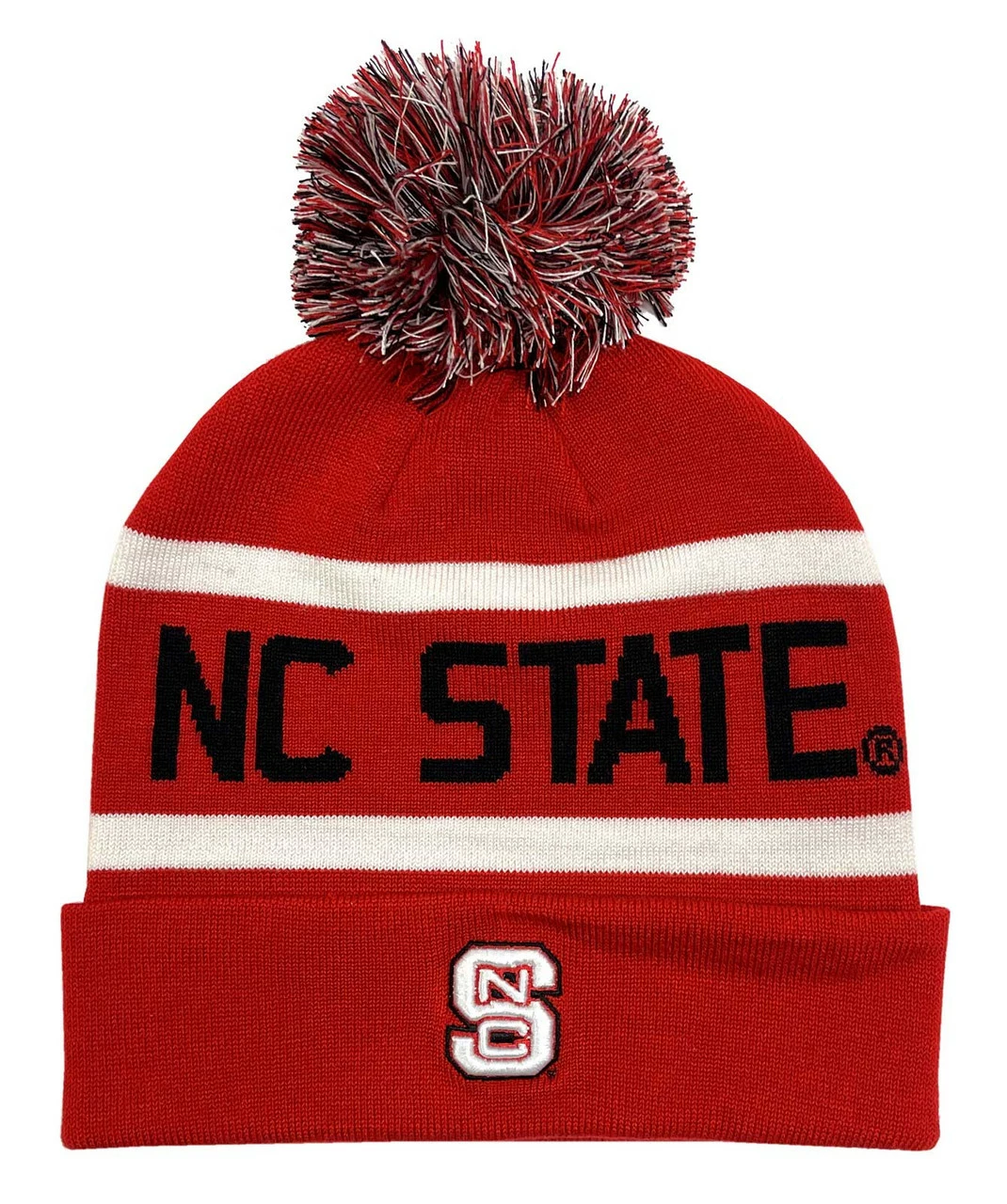 The Game Fine Gauge Knit Hat W/ Pom Knit Cap School Colors NC State 3 The Game Fine Gauge Knit Hat W/ Pom Knit Cap School Colors NC State