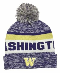 The Game Roll Up Knit Hat W/ Pom Knit Cap Heathered University Of Washington