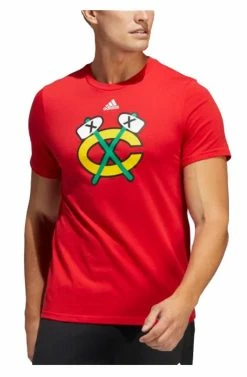 Adidas Men's Chicago Blackhawks Amplifier NHL Short Sleeve Crew-Neck Tee - Red