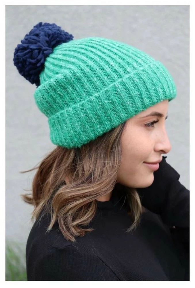 Panache Women's Knit Hat Cap Princess Crown Tag Accent Fleece Lined Pom Mint 4 Panache Women's Knit Hat Cap Princess Crown Tag Accent Fleece Lined Pom Mint - Image 2