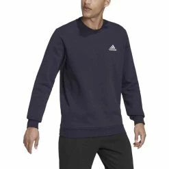 Adidas Men's Essentials Feelcozy Fleece Sweatshirt Crew Sweater H42002 Navy