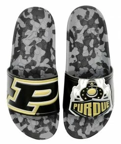 Hype Unisex Purdue University Boilermakers Slydr Slide Sandals - Black/Old Gold
