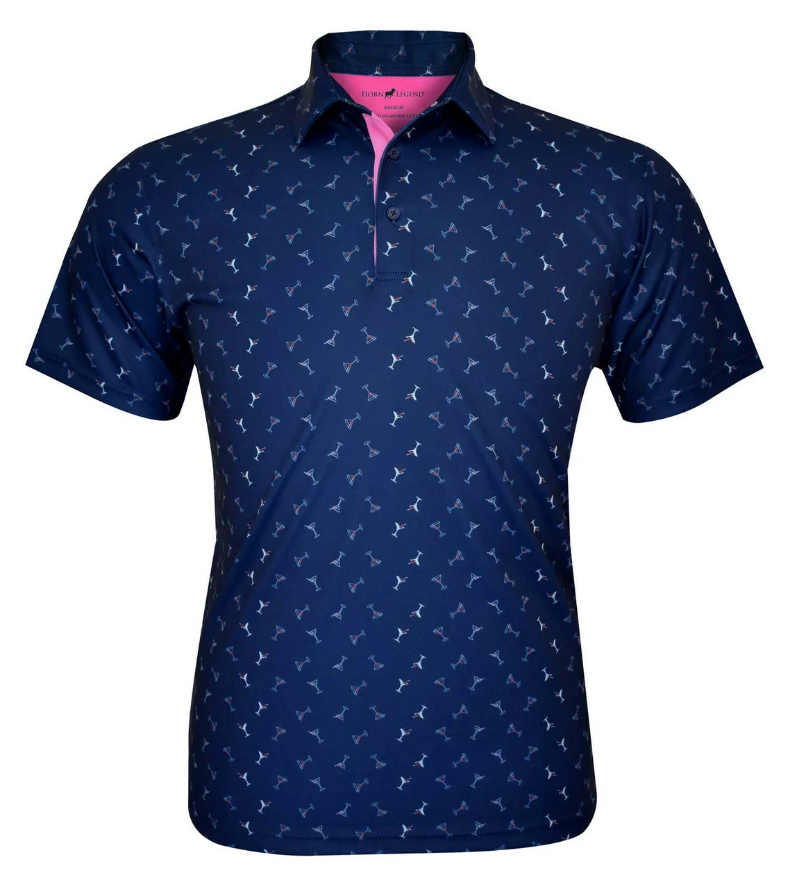 Horn Legend Men's Manhattan Athletic Performance Golf Polo - Navy/Mulberry 3 Horn Legend Men's Manhattan Athletic Performance Golf Polo - Navy/Mulberry