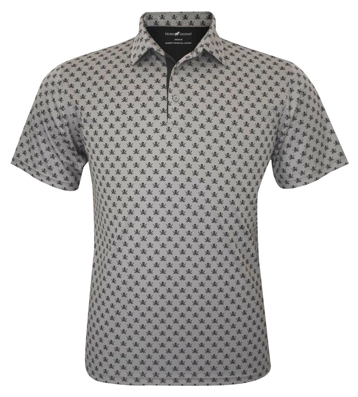 Horn Legend Men's Pirate Athletic Performance Golf Polo - Gray/Charcoal 3 Horn Legend Men's Pirate Athletic Performance Golf Polo - Gray/Charcoal