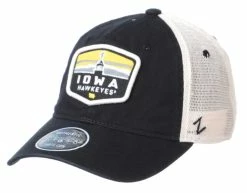 Zephyr Iowa Hawkeyes Outlook Patch Adjustable Trucker Cap - Black/Beige