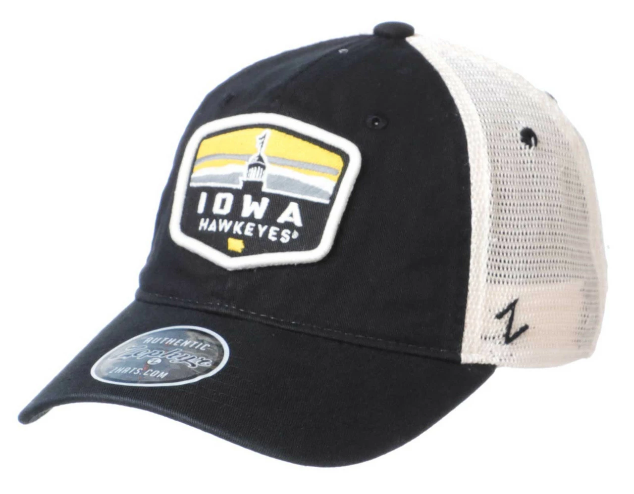 Zephyr Iowa Hawkeyes Outlook Patch Adjustable Trucker Cap - Black/Beige 3 Zephyr Iowa Hawkeyes Outlook Patch Adjustable Trucker Cap - Black/Beige