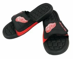NHL Hockey Detroit Red Wings Slide Sandal Beach Shoe, Black/Red JVM0553BNH