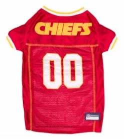 Pets First NFL Kansas City Chiefs Screen Printed Mesh Dog Jersey - Red/Yellow