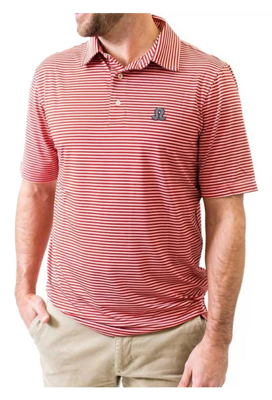 Southern Seam Kenzley Striped Short Sleeve Golf Polo Shirt - Double Pink 3 Southern Seam Kenzley Striped Short Sleeve Golf Polo Shirt - Double Pink