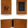 Rico Industries Miami Marlins Laser Engraved Brown Leather Front Pocket Wallet -Baseball Cap Sales Shop lefpw6501br 1 13098.1667489041.1280.1280