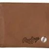Rawlings Play Ball Bi-fold Wallet Baseball Detail Genuine Leather Tan MW486-204 -Baseball Cap Sales Shop mw486 204 1 81708.1667488161.1280.1280