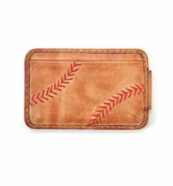 Rawlings Baseball Stitch Tan Magnetic Money Clip With Front Pocket, MW494