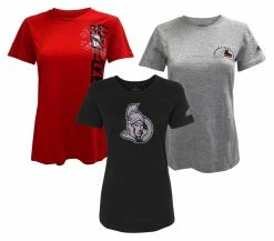 Adidas Women's NHL Ottawa Senators Hockey (3 Pack) Crew Tees T-Shirt Canada (S)