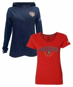 Adidas Women's NHL Florida Panthers (2 Pack) V-Neck & Full Zip Hoody Hockey (S)