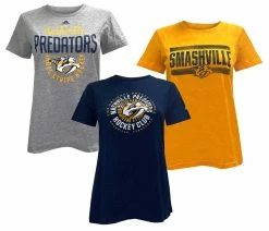 Adidas Women's NHL Nashville Predators Hockey (3 Pack) Crew Tees T-Shirt (S)