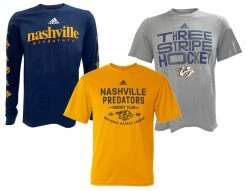 Adidas Men's NHL Nashville Predators Hockey (3 Pack) Crew Tees T-Shirt (M)