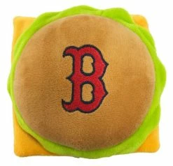 Baseball Cap Sales Shop 35 Pets First Boston Red Sox Hamburger Shaped Squeaker Plush Dog Toy - Brown