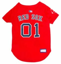 Pets First MLB Boston Red Sox Screen Printed Baseball Dog Jersey - Red/Blue